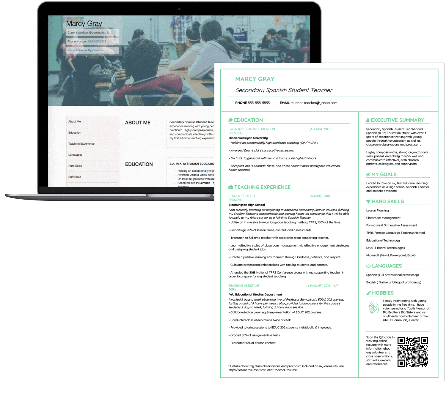Student Teacher CV made by a current Teacher - cvonline.me