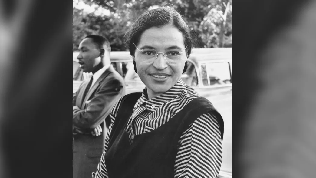 Rosa Parks photographed with Dr. Martin Luther King Jr. (ca. 1955).